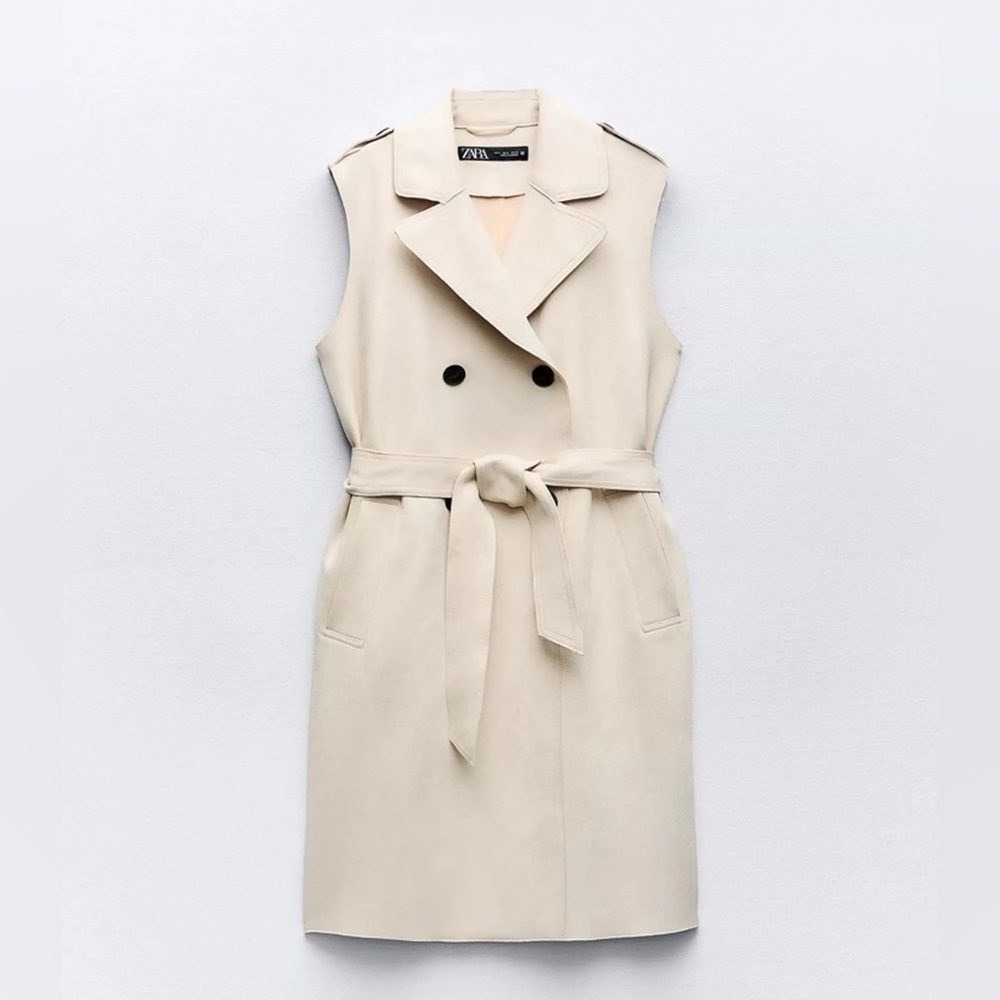 Zara White Faux Suede Long Vest M